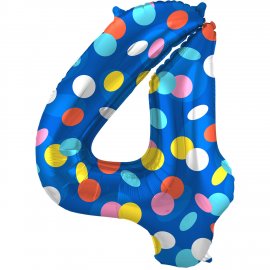 Palloncino numero 4 a pois colorati 86 cm