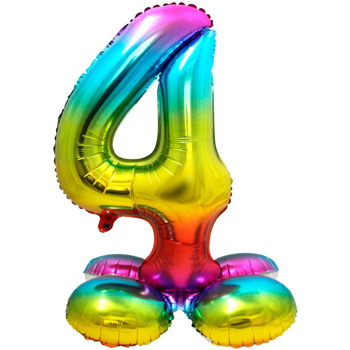 Palloncino numero 4, 72 cm, multicolore con supporto