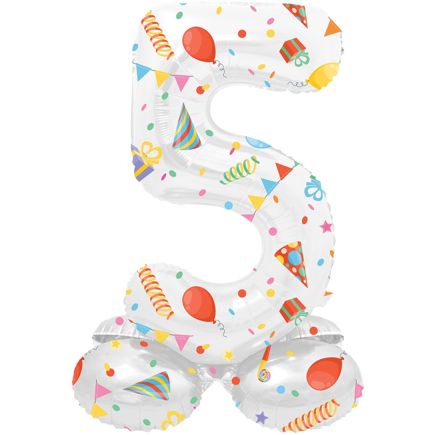 Palloncino numero 5 Joyful Party con base 41 cm