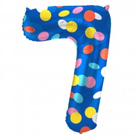 Palloncino numero 7 a pois colorati 86 cm