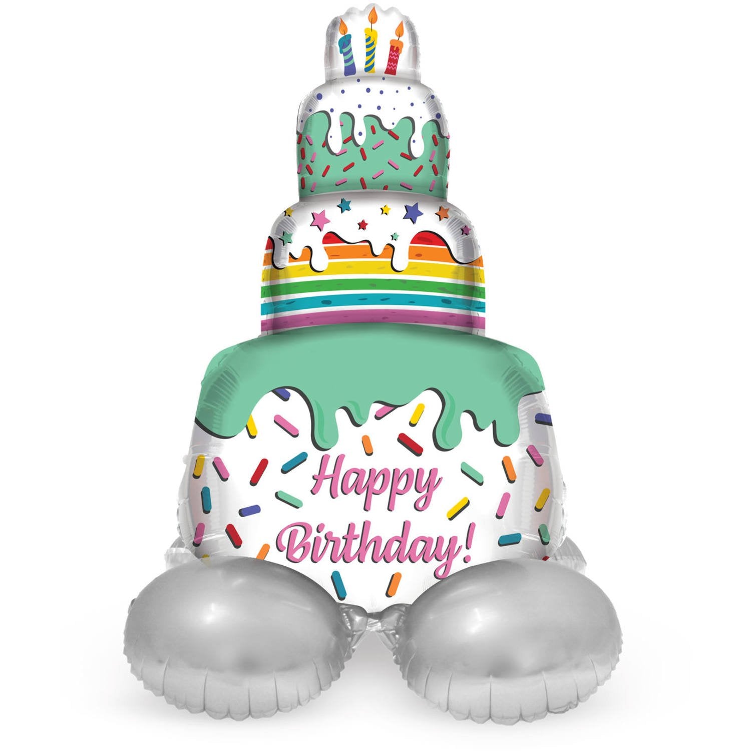 Palloncino pastello Happy Birthday con supporto 72 cm
