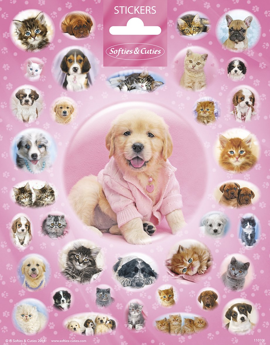 Autocollants 156 x 200 mm Chiens Mignons Chiots